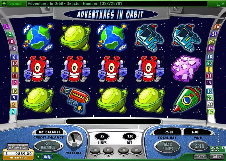 Adventures in Orbit Fun Slot Game made by 888 with 5 Reel and 25 Line