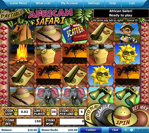 African Safari Fun Slot Game made by Leap Frog with 5 Reel and 30 Line
