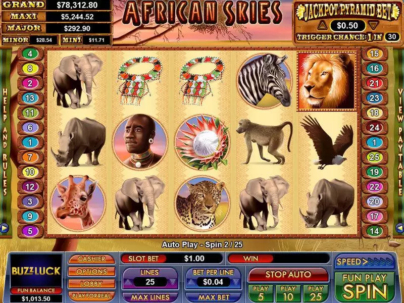 African Skies Fun Slot Game made by NuWorks with 5 Reel and 25 Line