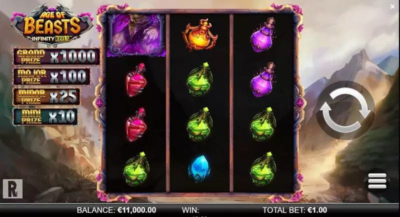 Age of Beasts Infinity Reels Fun Slot Game made by ReelPlay with 3 Reel and Infinity