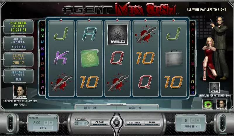 Agent Max Cash  Fun Slot Game made by Amaya with 5 Reel and 25 Line