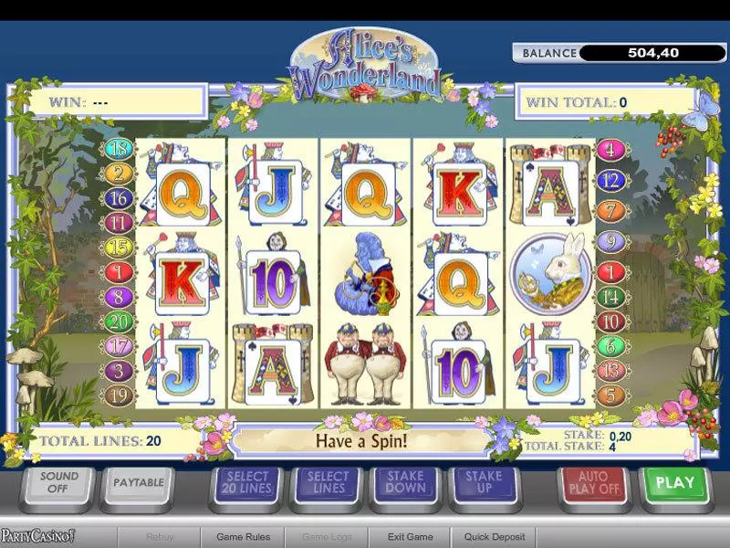 Alice's Wonderland Fun Slot Game made by 888 with 5 Reel and 20 Line