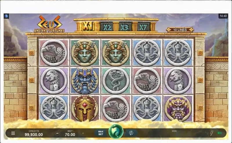 Ancient Fortunes: Zeus  Fun Slot Game made by Microgaming with 5 Reel and 10 Line