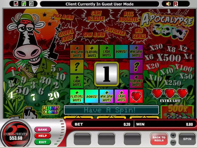 Apocalypse Cow Fun Slot Game made by Microgaming with 3 Reel and 1 Line