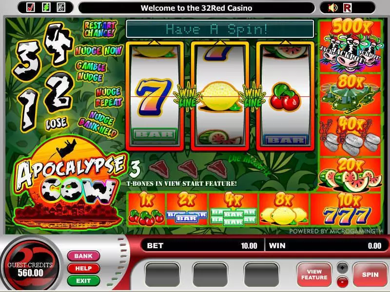 Apocalypse Cow Fun Slot Game made by Microgaming with 3 Reel and 1 Line
