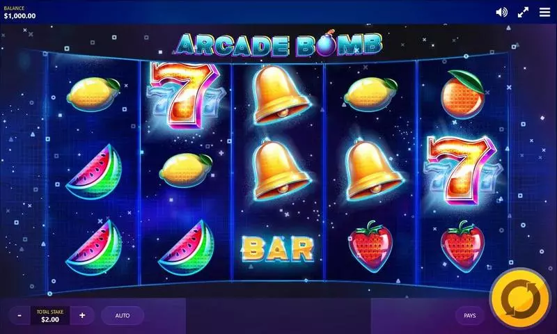 Arcade Bomb Fun Slot Game made by Red Tiger Gaming with 5 Reel and 20 Line