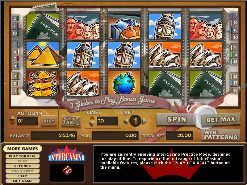 Around the World Fun Slot Game made by CryptoLogic with 5 Reel and 20 Line