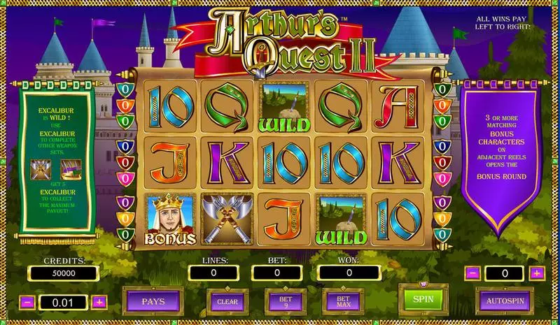 Arthur's Quest II Fun Slot Game made by Amaya with 5 Reel and 9 Line