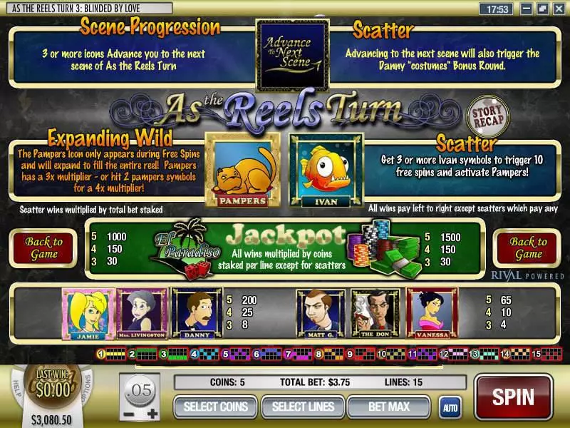 As the Reels Turn 3 Fun Slot Game made by Rival with 5 Reel and 15 Line