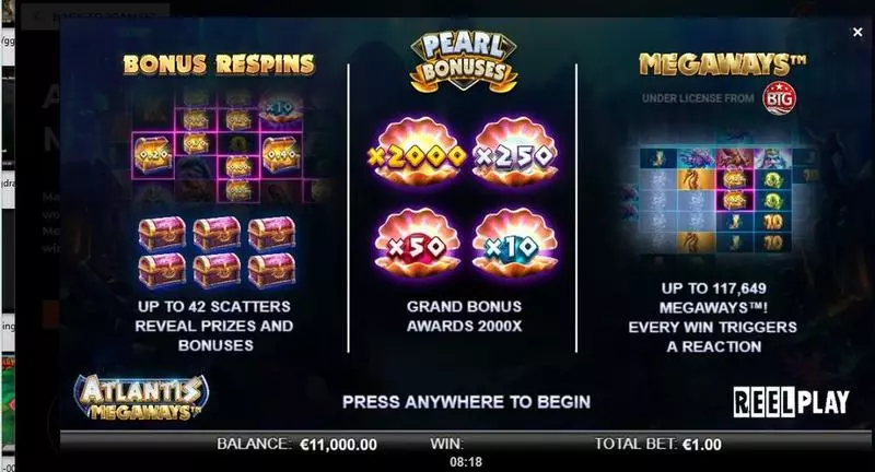 Atlantis Megaways Fun Slot Game made by ReelPlay with 6 Reel and 117649 Lines