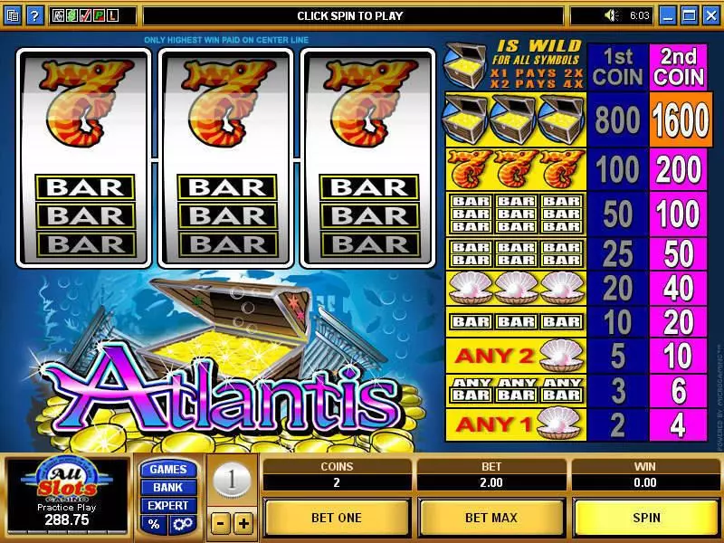 Atlantis Fun Slot Game made by Microgaming with 3 Reel and 1 Line