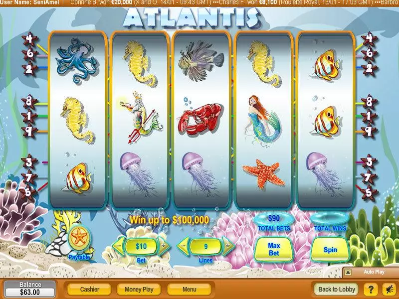 Atlantis Fun Slot Game made by NeoGames with 5 Reel and 9 Line