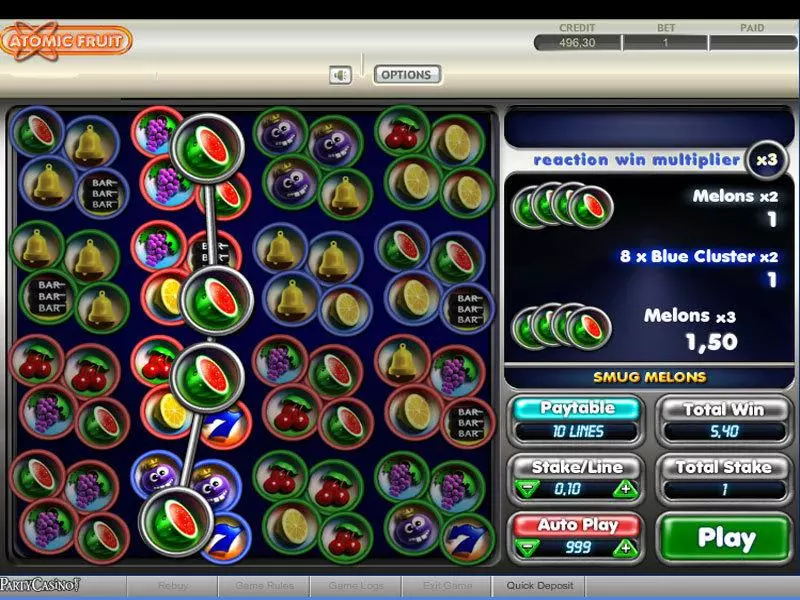 Atomic Fruit Fun Slot Game made by bwin.party with 4 Reel and 10 Line