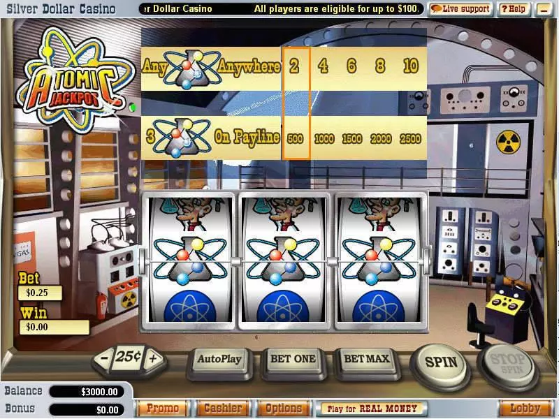 Atomic Jackpot Fun Slot Game made by WGS Technology with 3 Reel and 1 Line