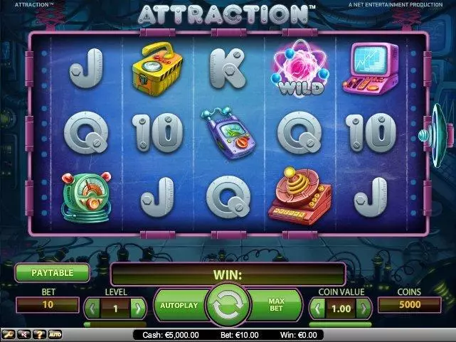 Attraction Fun Slot Game made by NetEnt with 5 Reel and 10 Line