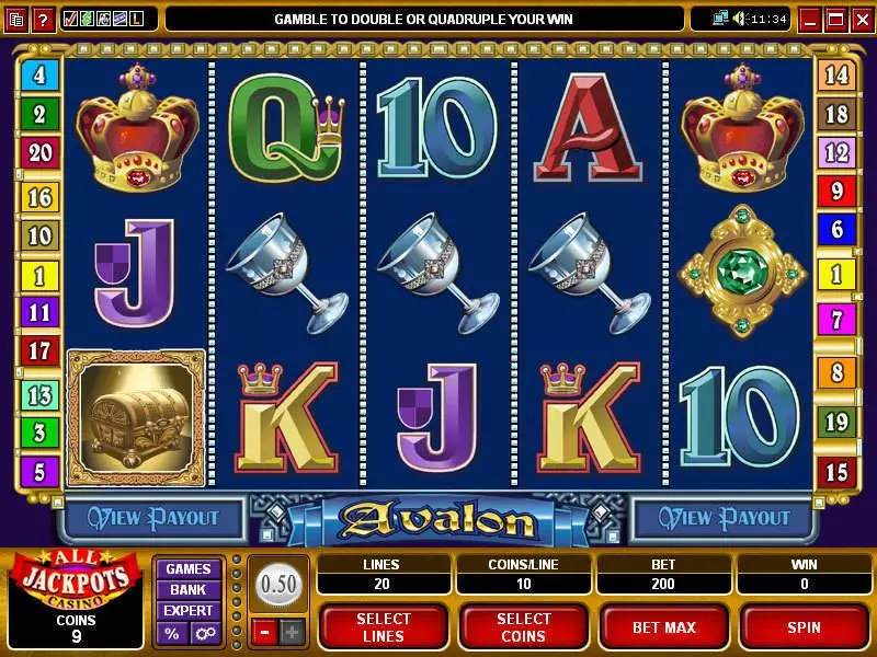 Avalon Fun Slot Game made by Microgaming with 5 Reel and 20 Line