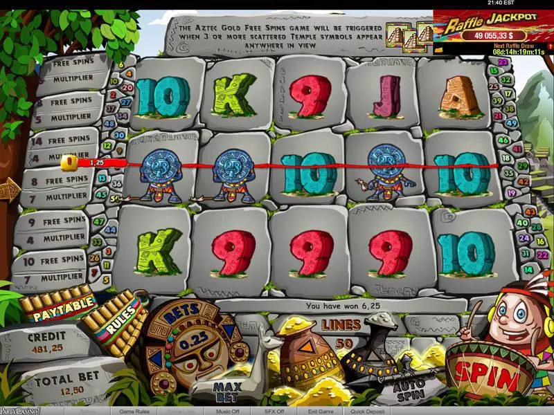 Aztec Gold Raffle Fun Slot Game made by bwin.party with 5 Reel and 50 Line
