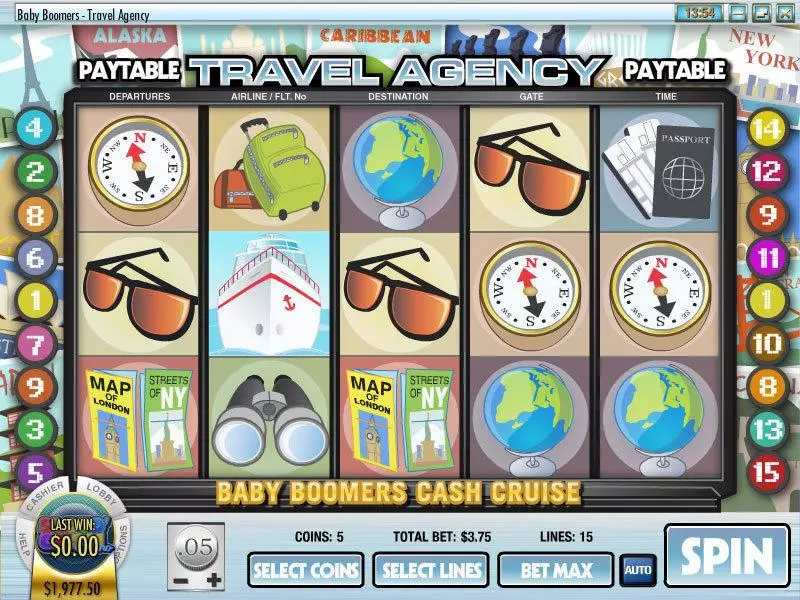 Baby Boomers Cash Cruise Fun Slot Game made by Rival with 5 Reel and 15 Line