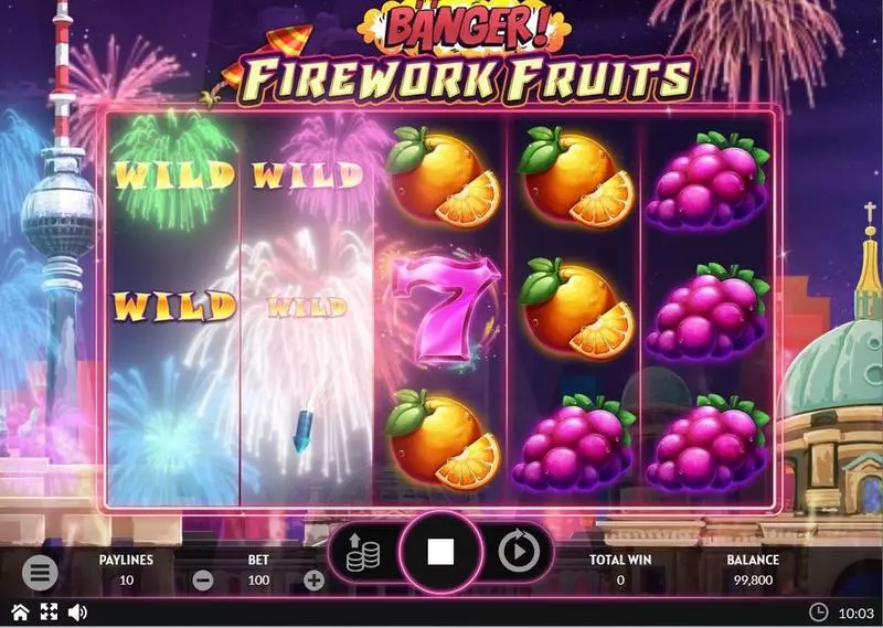 Banger! Firework Fruits Fun Slot Game made by Apparat Gaming with 5 Reel and 10 Line