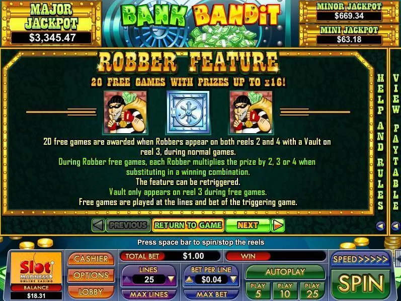 Bank Bandit Fun Slot Game made by NuWorks with 5 Reel and 25 Line