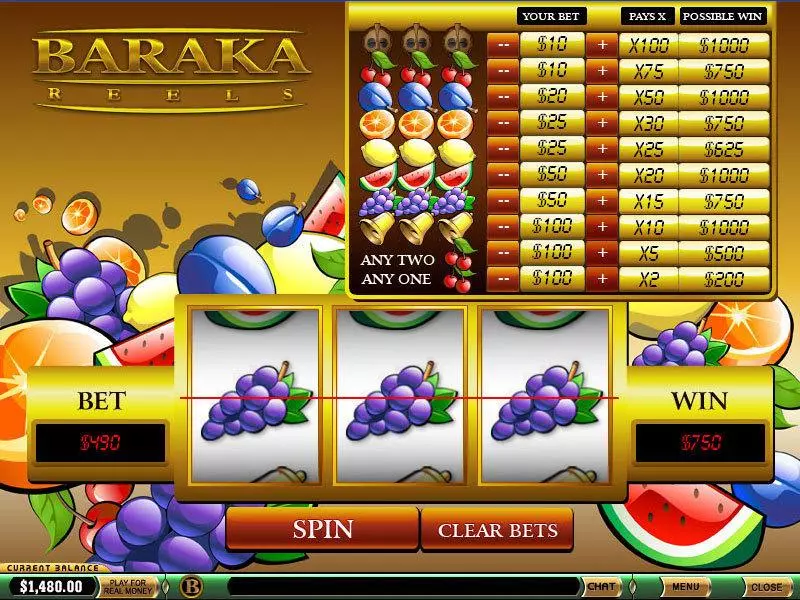Baraka Reels Fun Slot Game made by PlayTech with 3 Reel and 1 Line