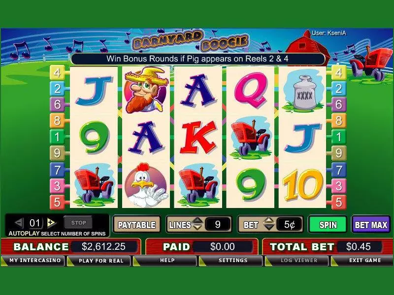 Barnyard Boogie Fun Slot Game made by CryptoLogic with 5 Reel and 9 Line