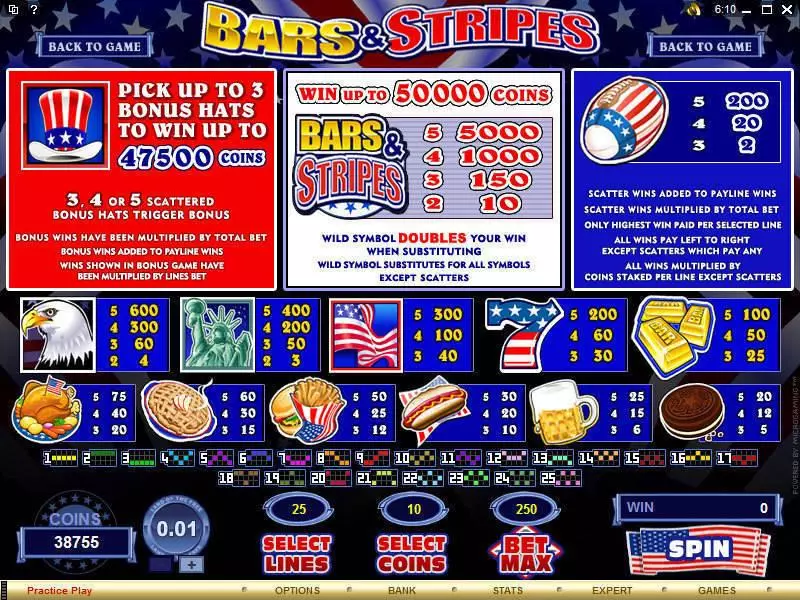 Bars and Stripes Fun Slot Game made by Microgaming with 5 Reel and 25 Line
