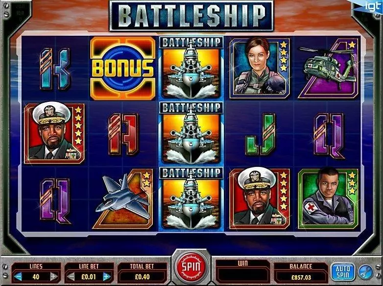 Battleship: Search & Destroy Fun Slot Game made by IGT with 5 Reel and 40 Line