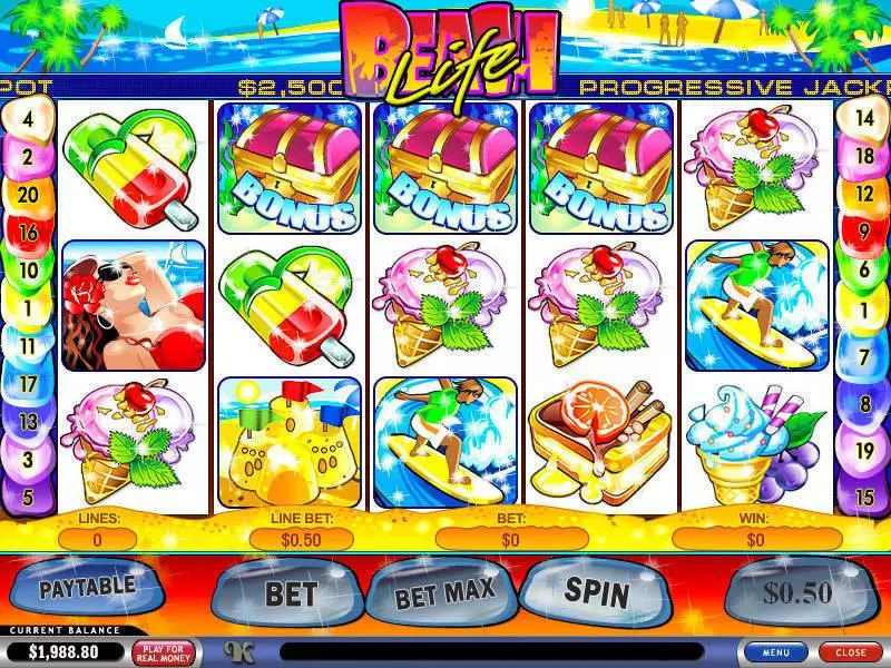 Beach Life Fun Slot Game made by PlayTech with 5 Reel and 20 Line