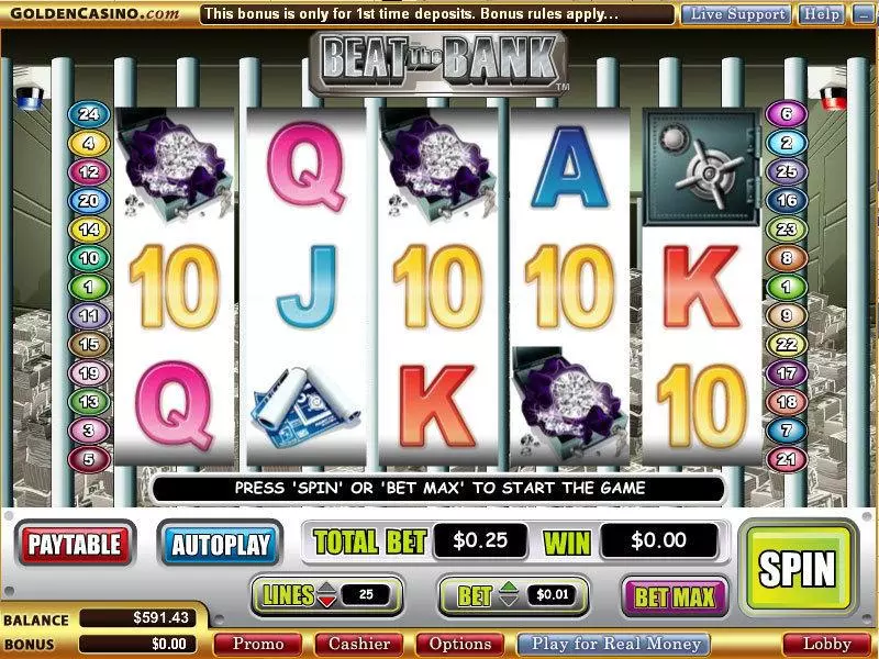 Beat the Bank Fun Slot Game made by WGS Technology with 5 Reel and 25 Line