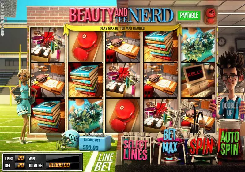 Beauty and the Nerd Fun Slot Game made by Sheriff Gaming with 5 Reel and 20 Line