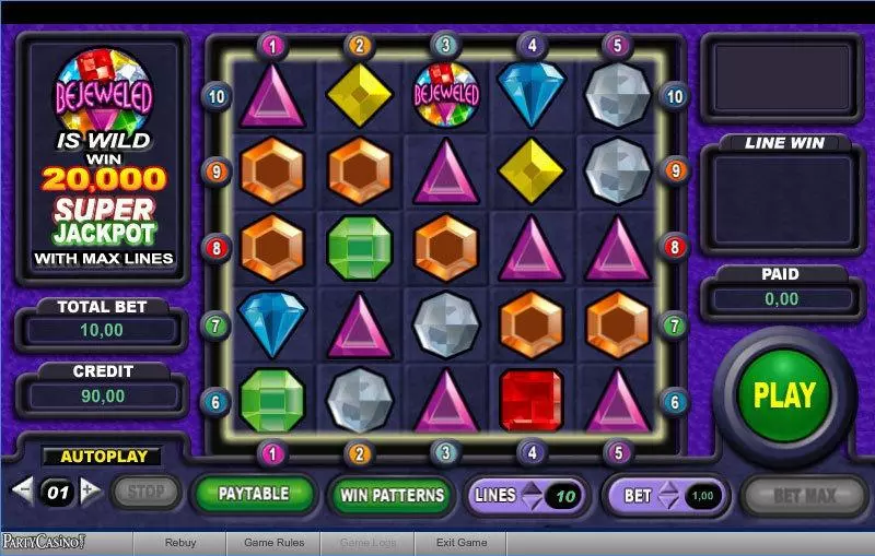 Bejeweled Fun Slot Game made by bwin.party with 0 Reel and 10 Line