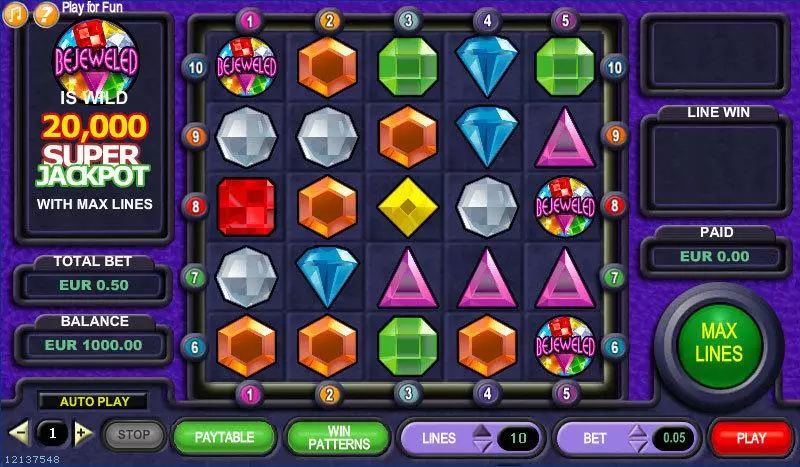 Bejeweled Fun Slot Game made by IN DOUBT with 0 Reel and 10 Line