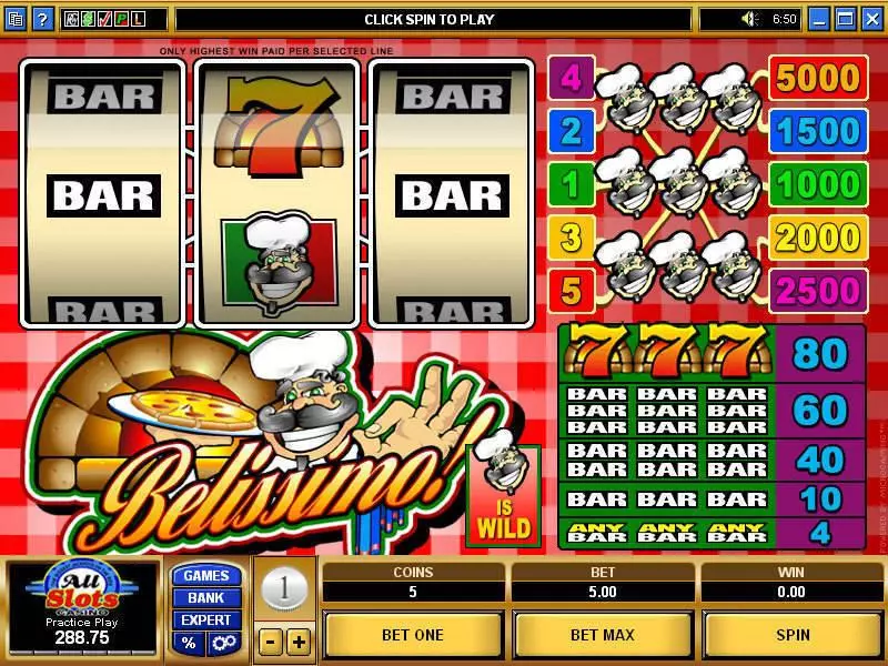 Belissimo Fun Slot Game made by Microgaming with 3 Reel and 5 Line