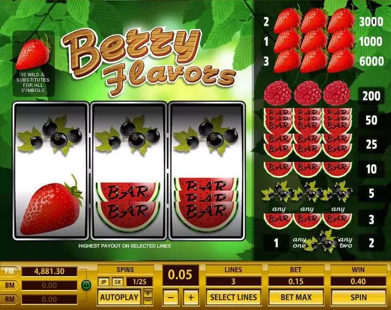 Berry Flavors Fun Slot Game made by Topgame with 3 Reel and 3 Line