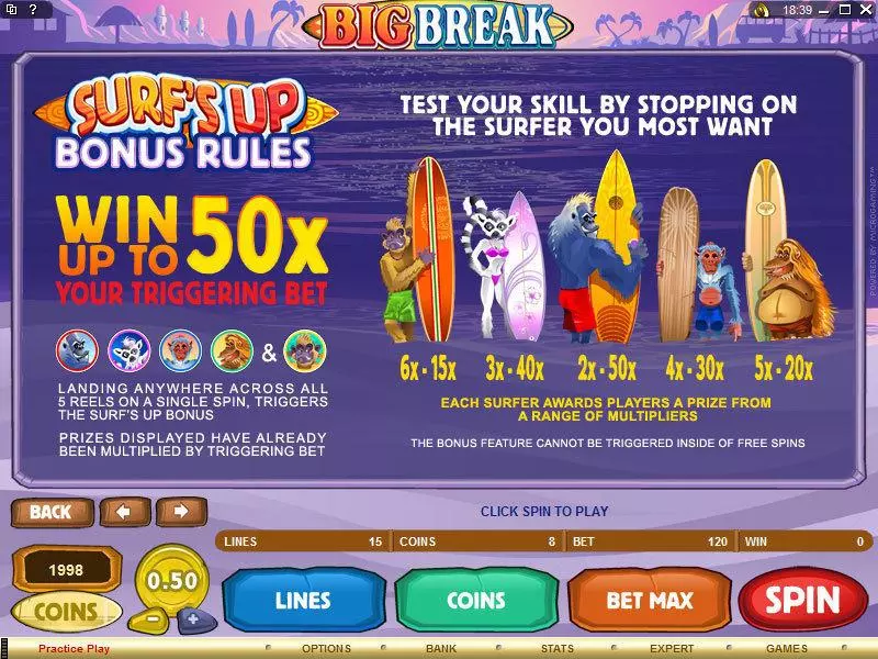 Big Break Fun Slot Game made by Microgaming with 5 Reel and 15 Line