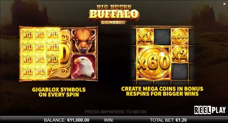 Big Bucks Buffalo GigaBlox Fun Slot Game made by ReelPlay with 6 Reel and 40 Line
