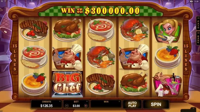 Big Chef Fun Slot Game made by Microgaming with 5 Reel and 15 Line