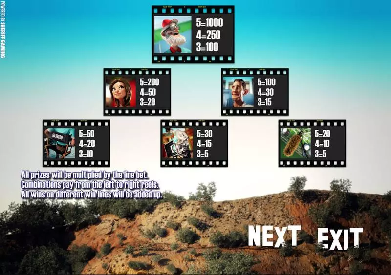 Billion Dollar Movie Fun Slot Game made by Sheriff Gaming with 5 Reel and 20 Line