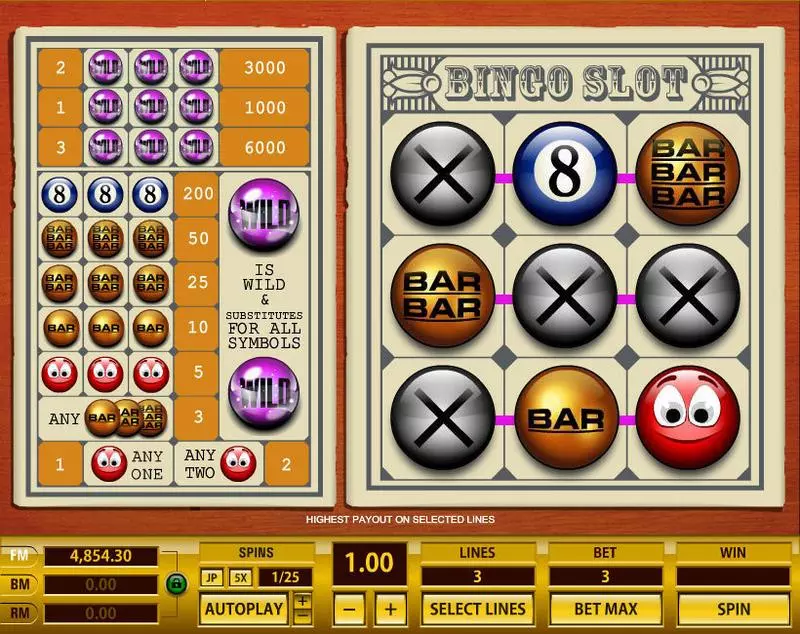 Bingo 3 Lines Fun Slot Game made by Topgame with 3 Reel and 3 Line