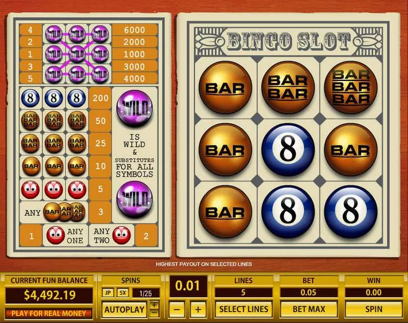 Bingo 5 Lines Fun Slot Game made by Topgame with 3 Reel and 5 Line