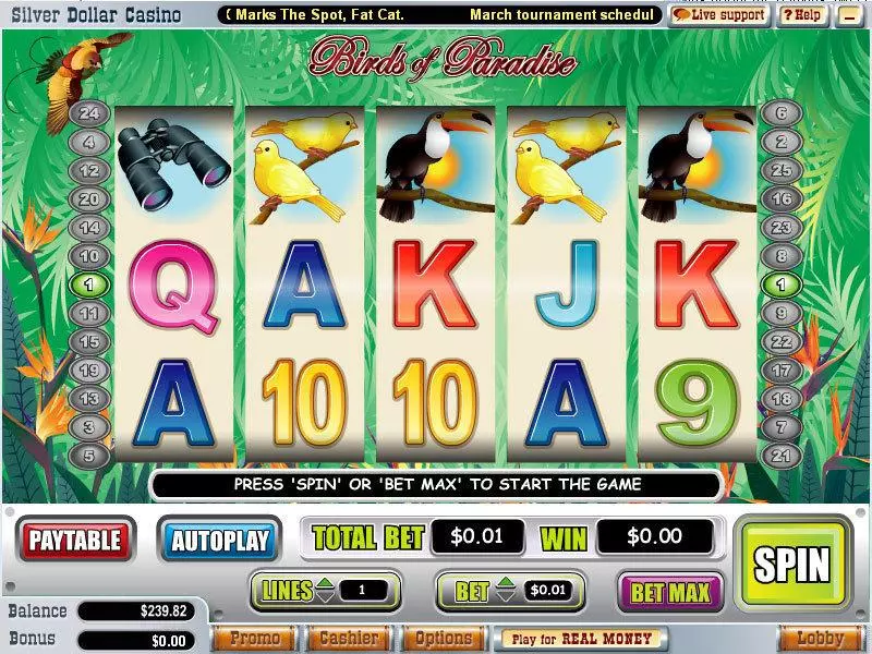 Birds of Paradise Fun Slot Game made by WGS Technology with 5 Reel and 25 Line