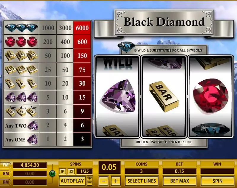 Black Diamond 1 Line Fun Slot Game made by Topgame with 3 Reel and 1 Line