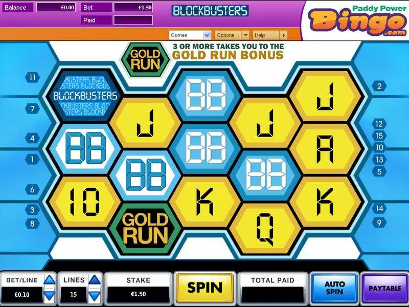 Blockbusters Fun Slot Game made by OpenBet with 5 Reel and 15 Line
