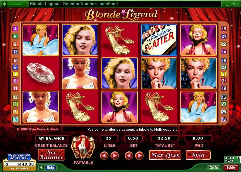 Blonde Legend Fun Slot Game made by 888 with 5 Reel and 25 Line