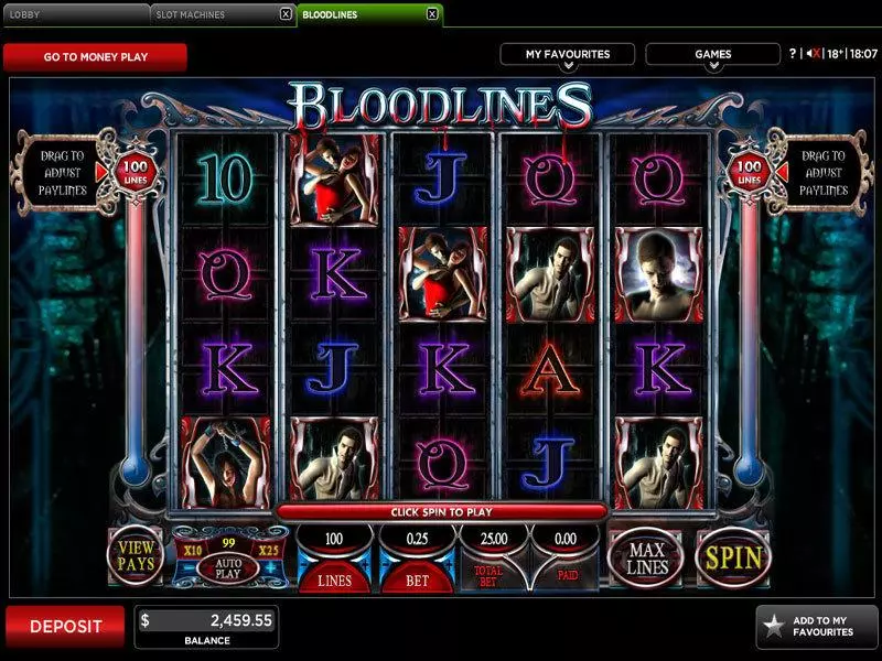 Bloodlines Fun Slot Game made by Genesis with 5 Reel and 100 Line