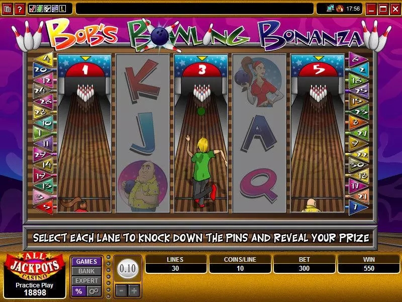 Bob's Bowling Bonanza Fun Slot Game made by Microgaming with 5 Reel and 25 Line