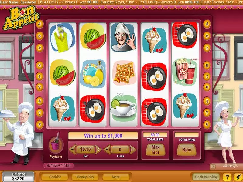 Bon Appetit Fun Slot Game made by NeoGames with 5 Reel and 9 Line