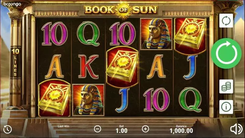 Book of Sun Fun Slot Game made by Booongo with 5 Reel and 10 Line