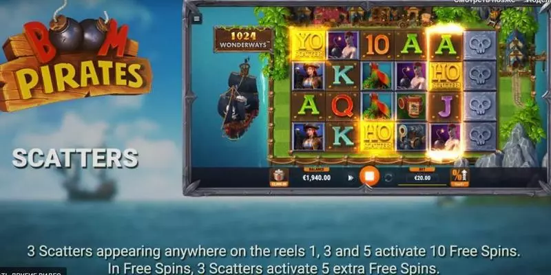 Boom Pirates Fun Slot Game made by Microgaming with 6 Reel and 1024 Way